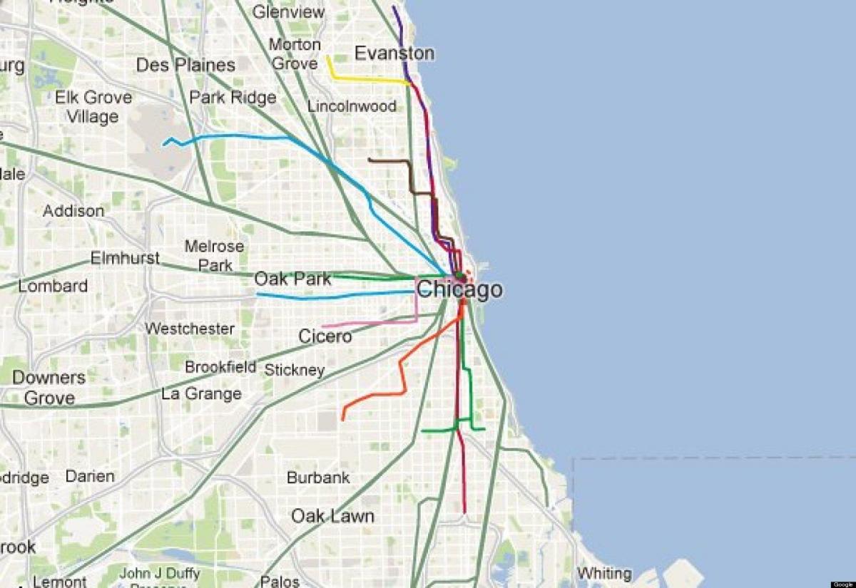 Chicago blå linje tog kart