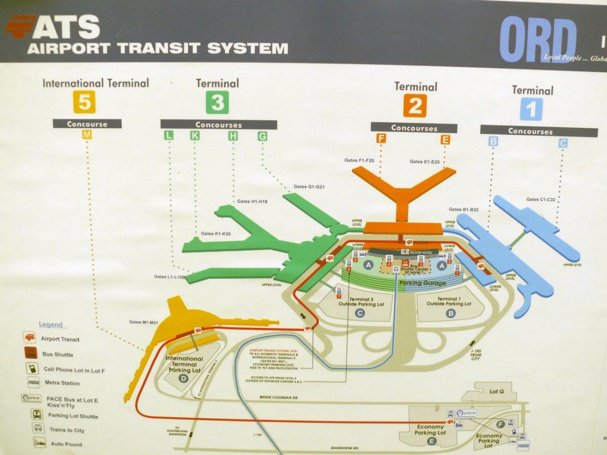 kart over O Hare terminaler
