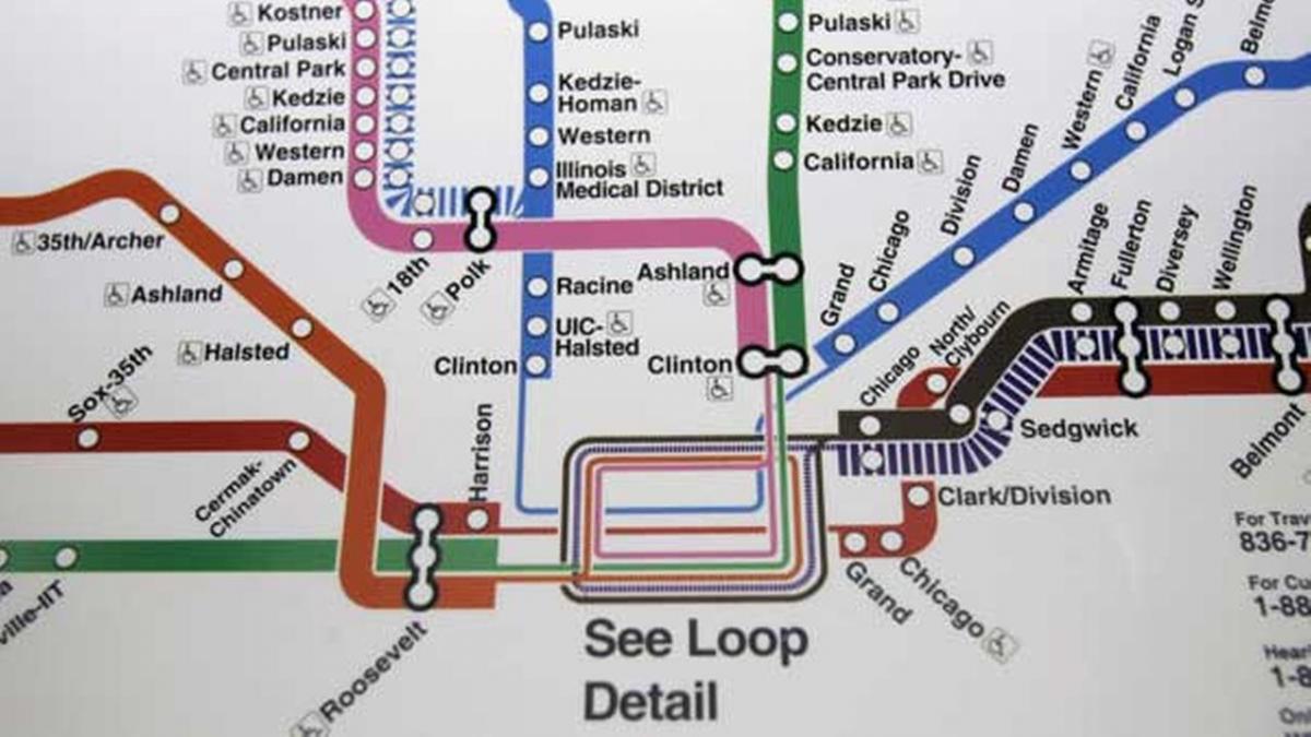 Chicago metro kart blå linje