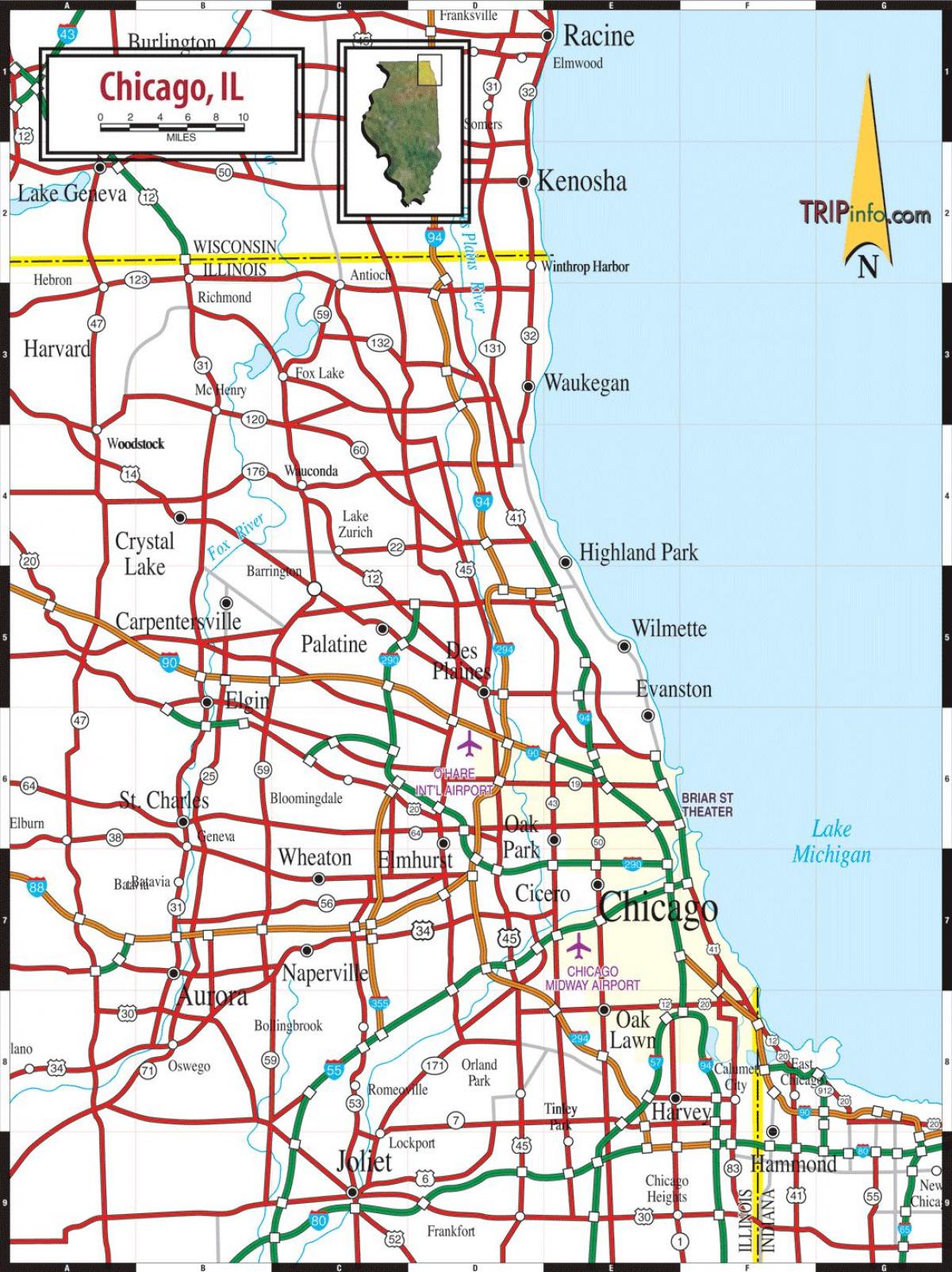 kart av Chicago il