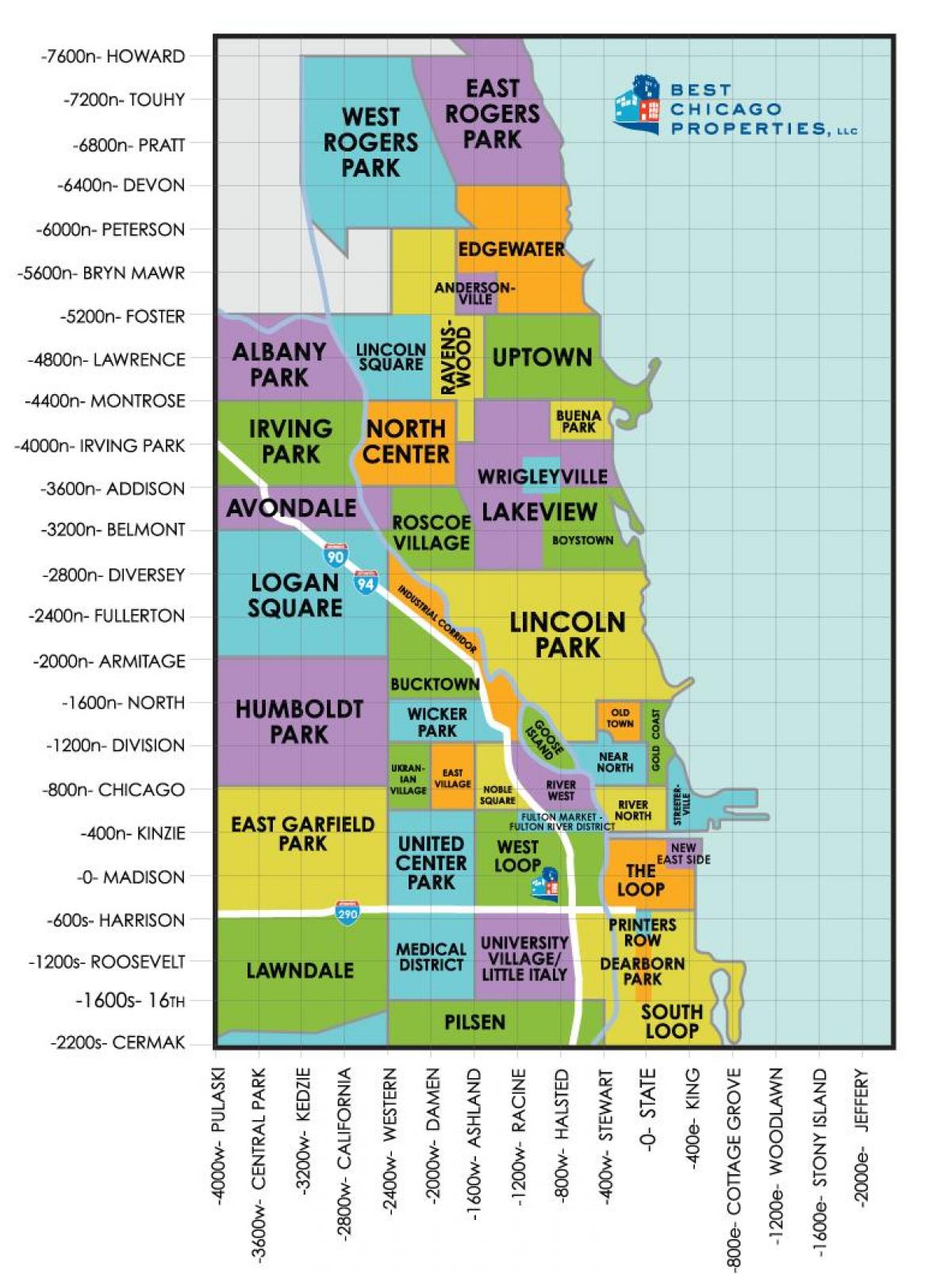 nabolagene i Chicago kart