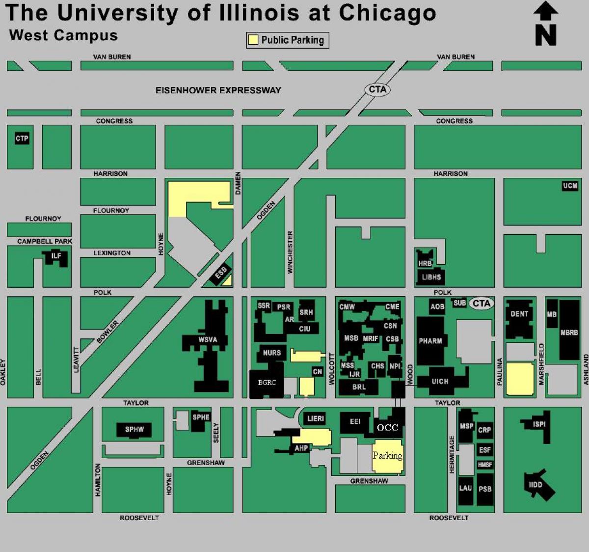 kart over campus UIC