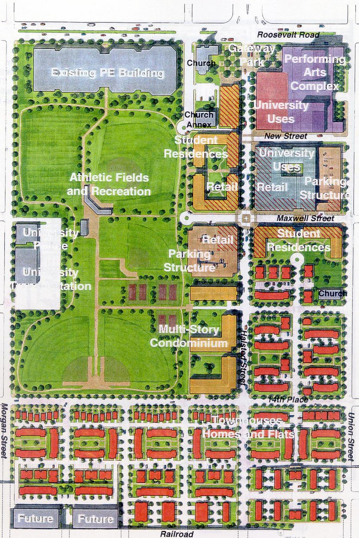kart av UIC east campus