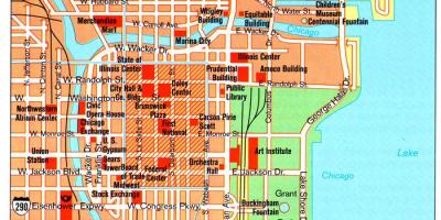 Kart av attraksjonene i Chicago