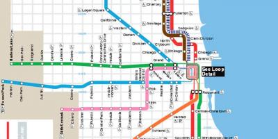 Kart over Chicago blå linje