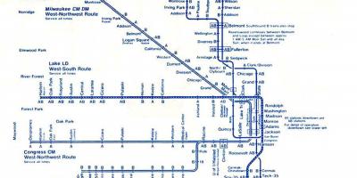 Kart av blå linje Chicago