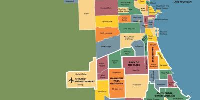 Kart over bydeler i Chicago