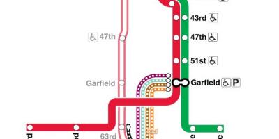 Kart av røde linjen Chicago