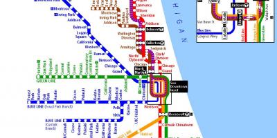 T-banen i Chicago kart