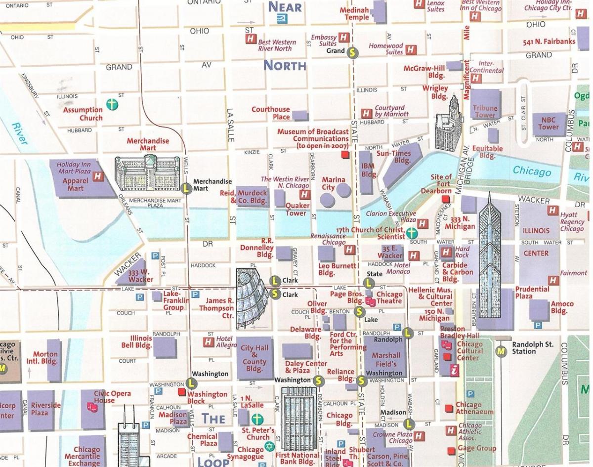 kart over byen Chicago