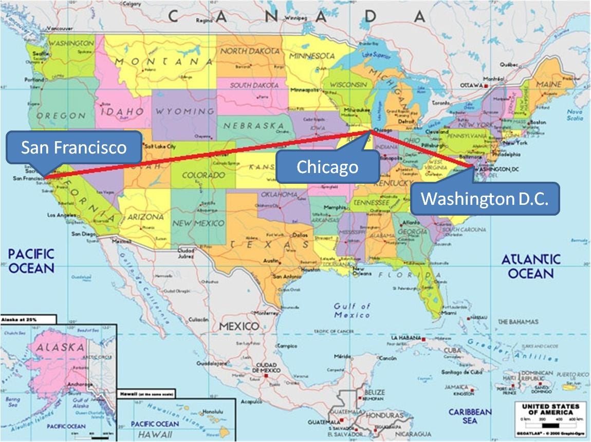 Chicago på USA kart