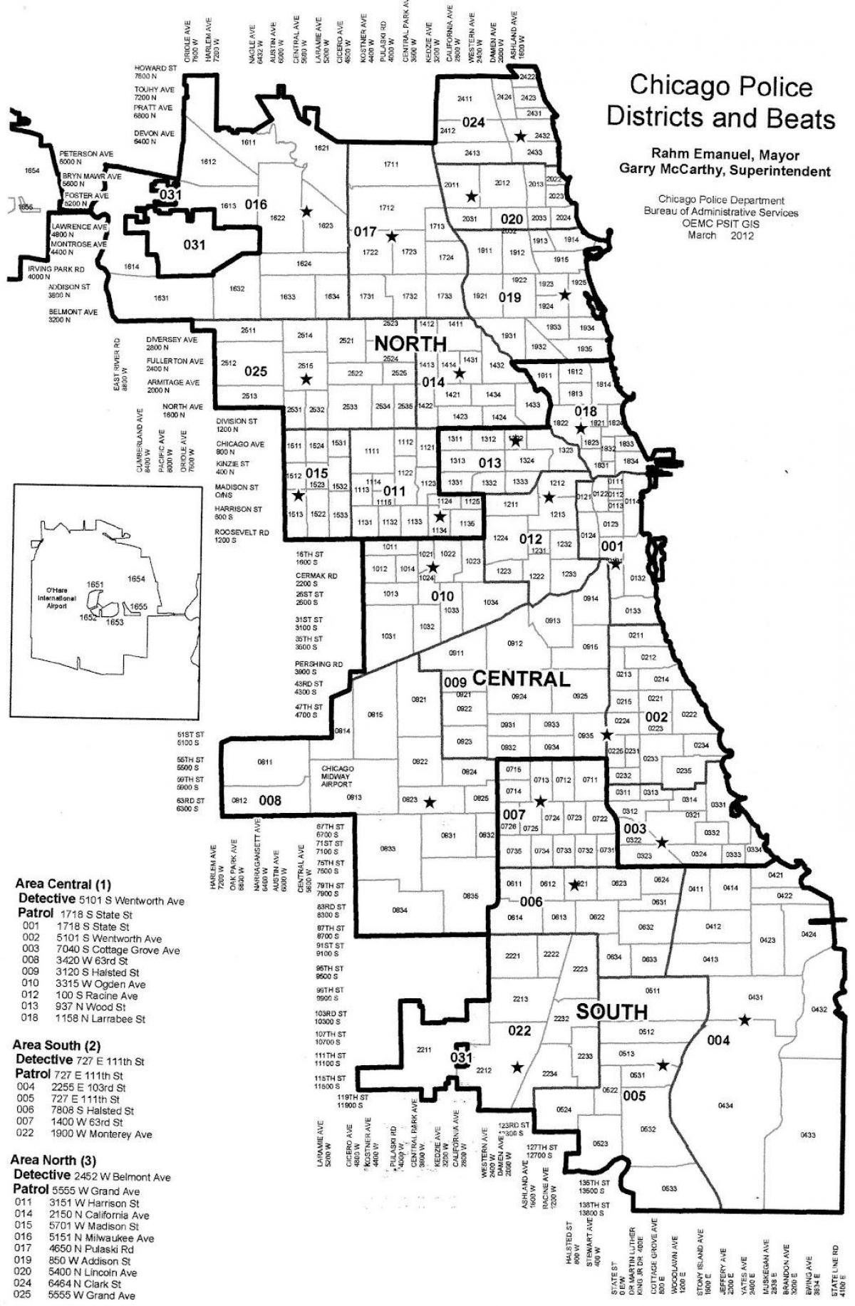 politidistriktene kart over Chicago