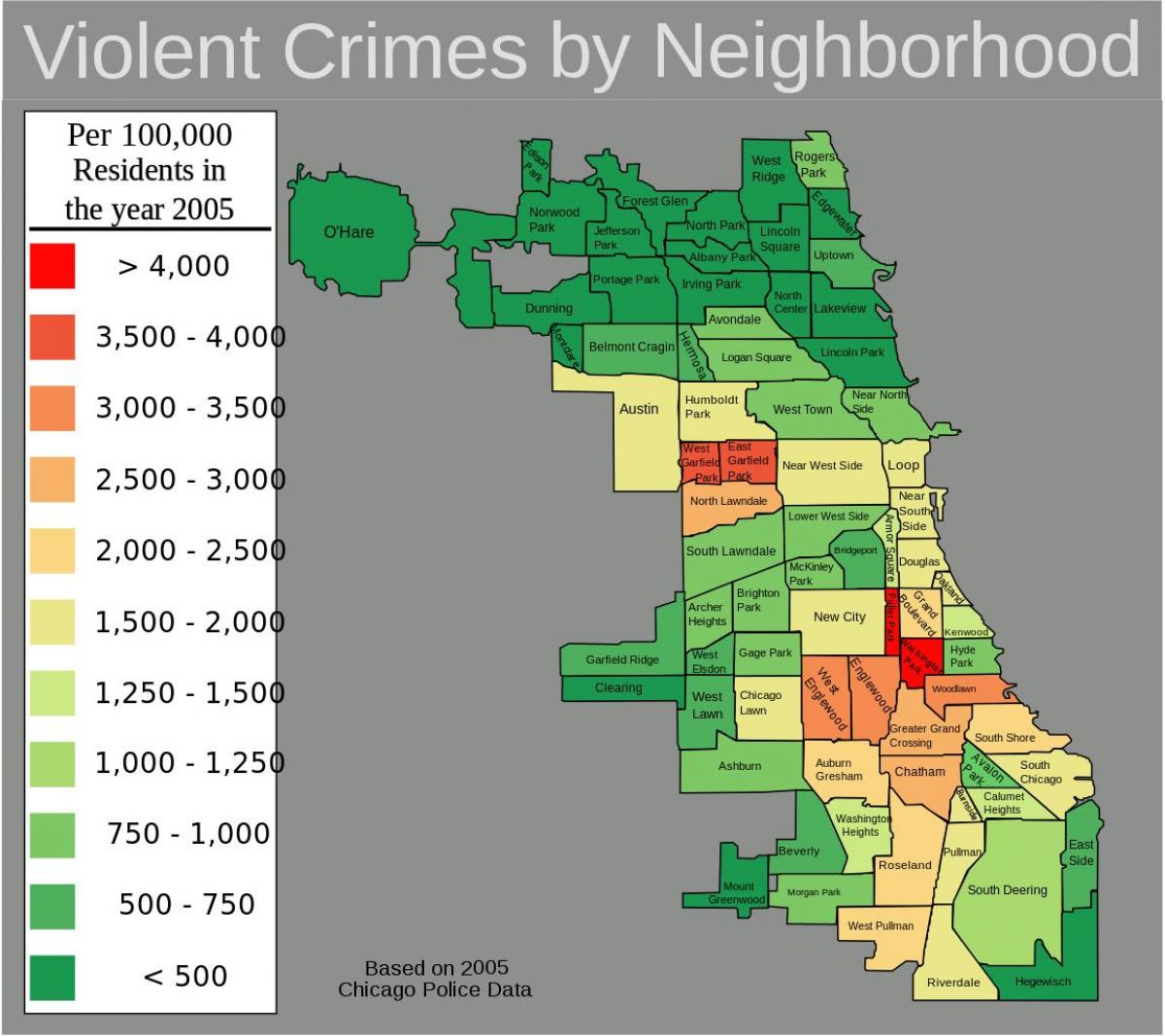 dårlig områder av Chicago kart