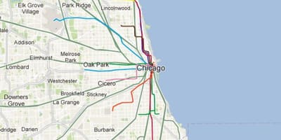 Chicago blå linje tog kart