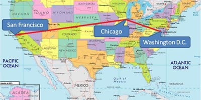Chicago på USA kart