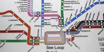 Chicago metro kart blå linje